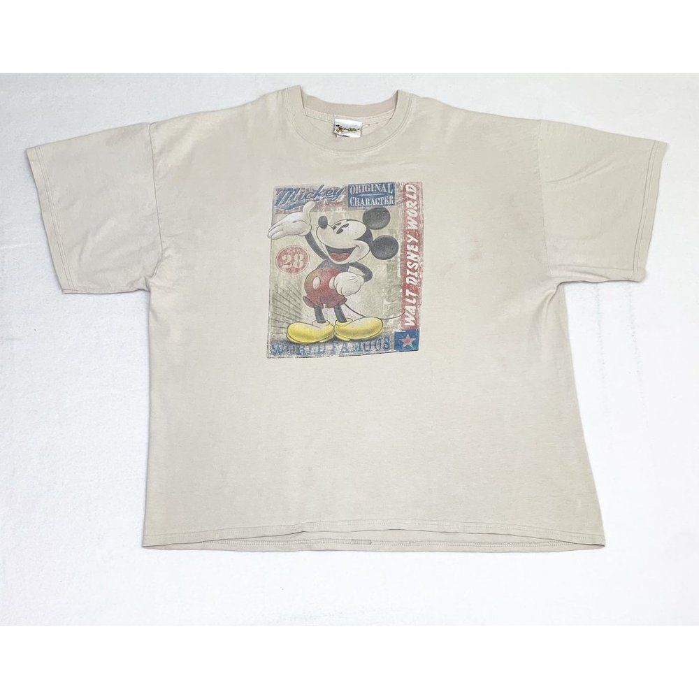 Vintage Mickey Mouse T-Shirt Tan Walt Disney World Famous